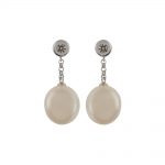 18CTY FRESHWATER PEARL & DIA DROP EARRING DIA 0.10CT