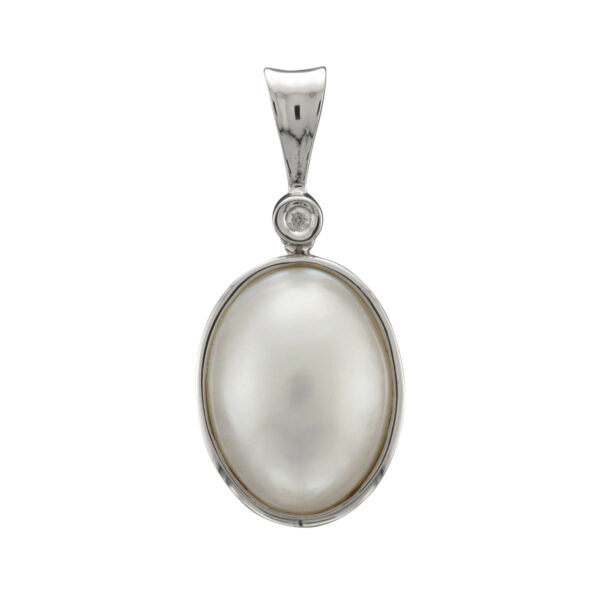 9CTW OVAL MABE PEARL AND DIA PENDANT
